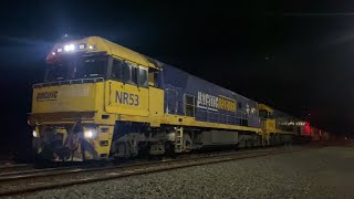 7MP5 Pacific National container train with NR53 NR93 NR95 slowly departing Gheringhap loop 3/5/2025