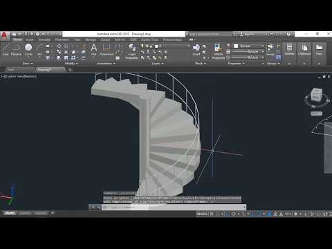 How To Draw Spiral Stairs in AutoCAD 3D with Extrude...