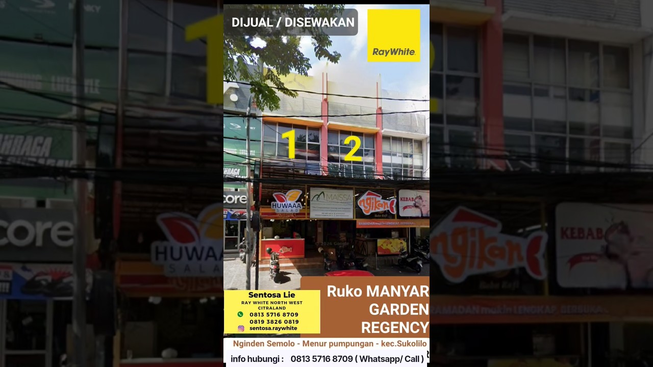 Disewakan 2 Jejer Ruko Surabaya Timur - Ruko Manyar Garden Regency - Nginden Semolo - Parkiran Mobil Luas - Cocok Buat Segala Usaha - Dekat Untag, Hokky Buah Raya Merr