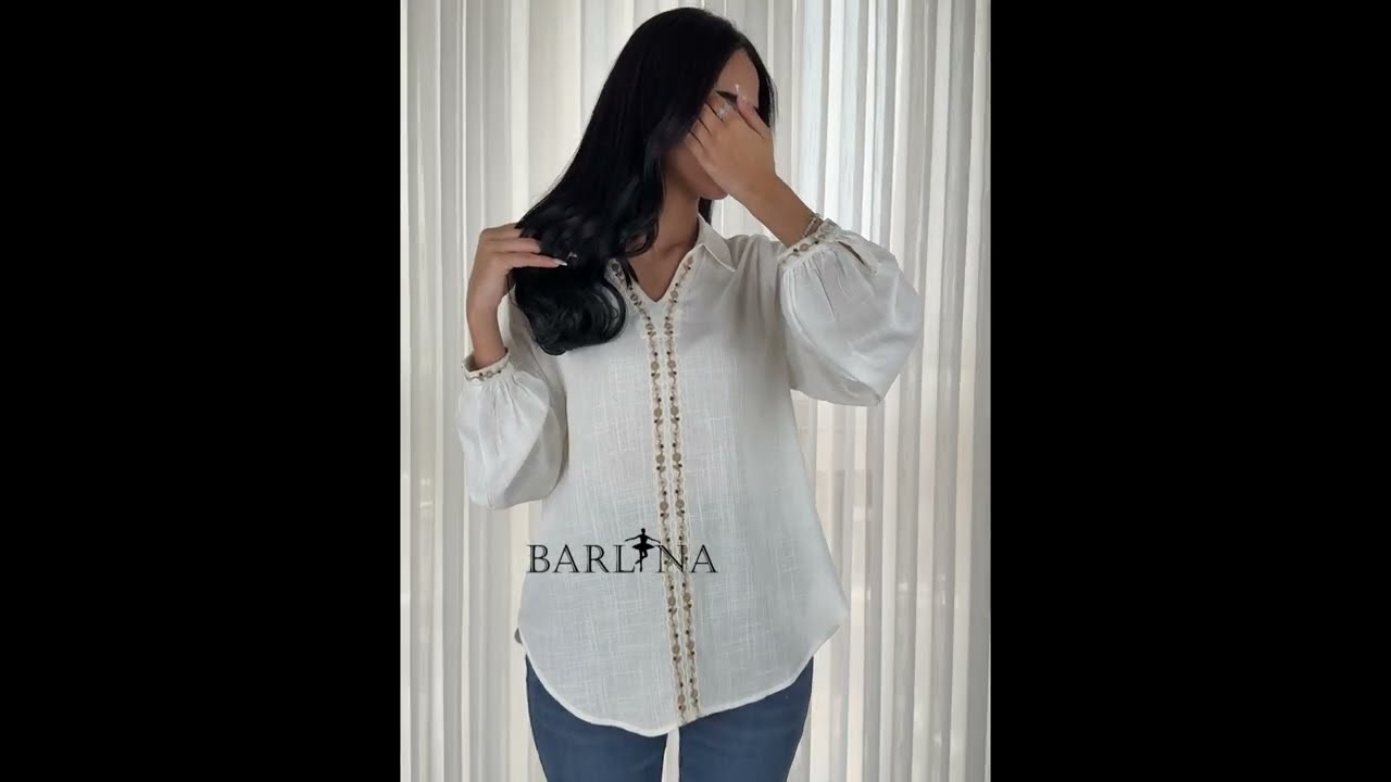 بلوزة بيضاء أنيقة بتطريز ناعم - XL
