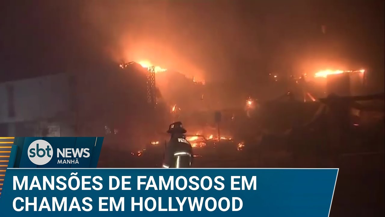 Incêndio florestal devasta mansões de celebridades em Los Angeles | #SBTNews (09/01/25)