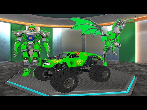 Monster Truck Robot War Game: Green Robot Dragon Transformation - Android iOS Gameplay