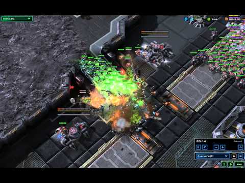 Starcraft 2 - Banelings vs Widow Mines - HD