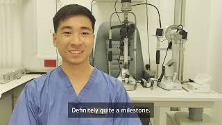 International student studying optometry