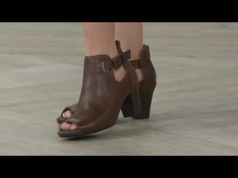 Earth Origins Leather Peep-toe Booties - Sawyer on QVC