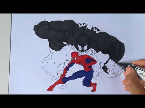 SPIDER-MAN Dodge VENOM FIGHT | Spider-Man Vs Venom Coloring Pages | SAILANY Coloring Kids