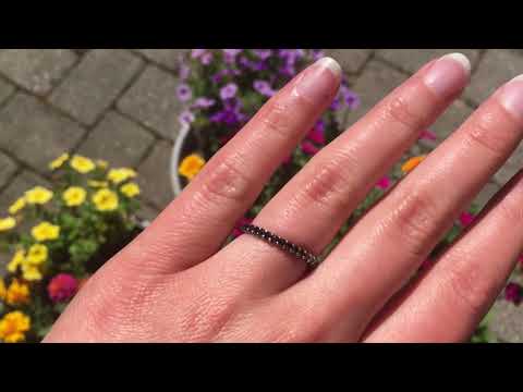 Black Stone Stackable 1.6mm Double Shared Prong Eternity Ring - TwoBirch BK0-ETR-0004-WG-H
