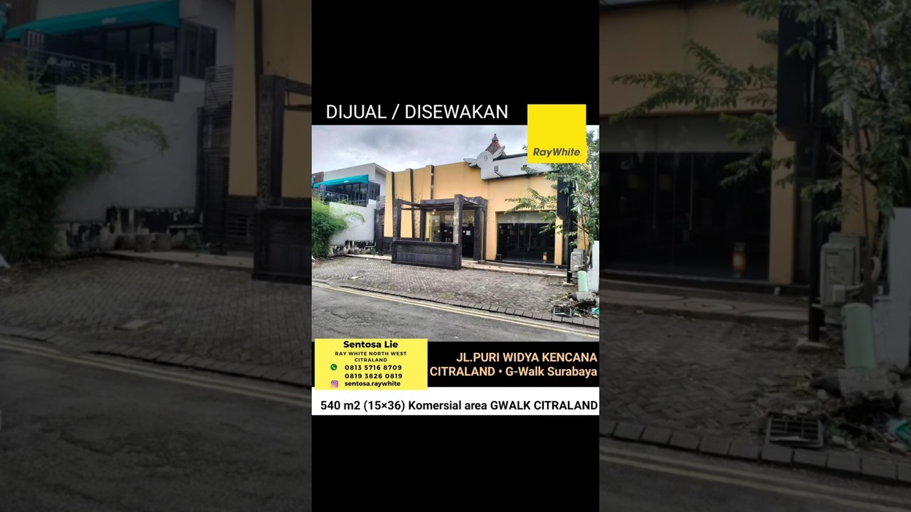 Disewakan 540 M2 (15X36) Rumah Gwalk Citraland Surabaya - Puri Widya Kencana Citraland - Parkiran Mobil Luas - Nol Jalan Raya Kembar Boulevard Sebaris Excellso , Alfamidi , Fore Coffee - Cocok Buat Segala Usaha