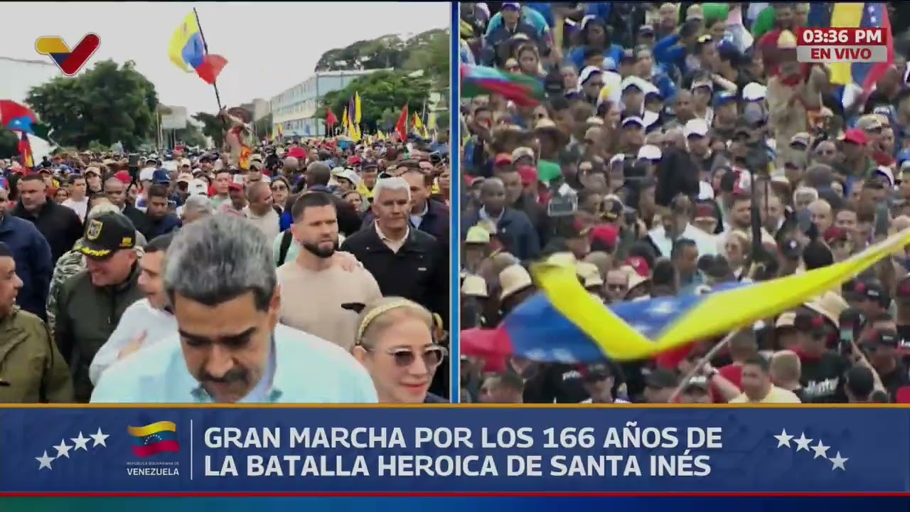 Maduro en la marcha por la Batalla de Santa Inés y sobre el Nobel a Machado y marchas en Noruega