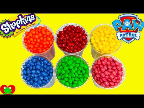 Shopkins and Paw Patrol in Skittles Candy Video