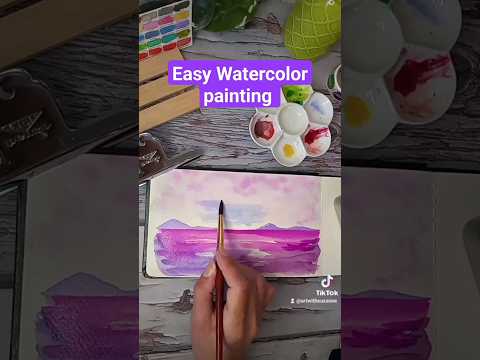 Watercolor painting | Purple Seascape 🌊#watercolorpainting #watercolor #art #painting