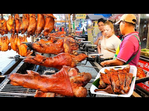 Must-Try Crispy Skin Pork Leg & Roasted Duck! Cambodian Street Food