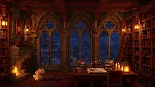Stormy Medieval Library | Minecraft Music, Rain & Thunder Sounds for Studying (10 Hours)