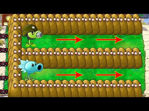 99 Gatling Pea and Snow Pea Challenge - Plants vs Zombies