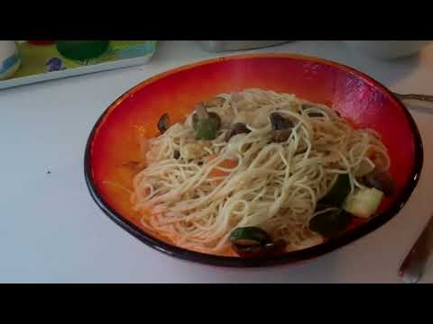 Roasted veggies and angel hair pasta