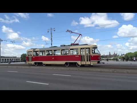 Moscow parade of trams. Ust`yinsky bridge, 04.06.2022