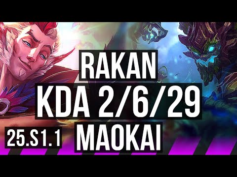 RAKAN & Ashe vs MAOKAI & Ezreal (SUP) | 1200+ games, 2/6/29 | KR Master | 25.S1.1