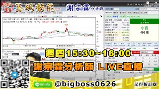 【大戶羅盤籌碼動能】 #謝宗霖0107，週四15:30~16:00 謝宗霖分析師 LIVE直播 (圖)