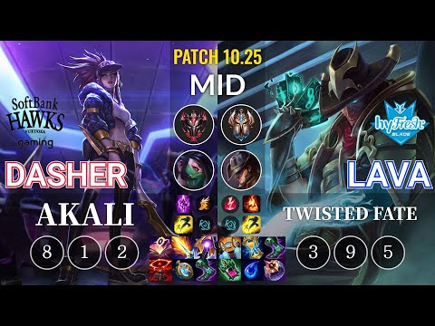SHG Dasher Akali vs hyF Lava Twisted Fate Mid - KR Patch 10.25