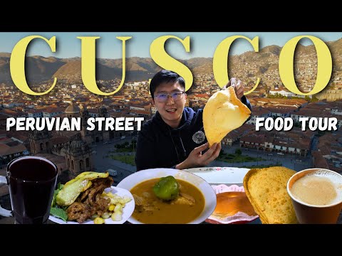 Peruvian Street Food in Cusco! 🇵🇪 Adobo 🍲, Chicharrón, Empanadas and Ponche de Almendras!