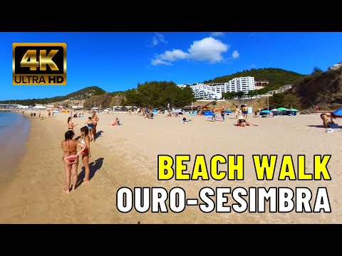 [4K] Beach Walk in Sesimbra | Ouro Beach 🇵🇹 🌊🚶