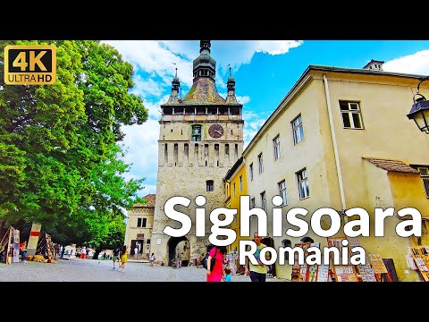 Walking Tour of Sighisoara Citadel, Transylvania (4k Ultra HD, 60fps) - Amazing Old Town Tour