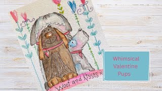 🎨 Whimsical Watercolor Valentine Dogs | Easy Dog Painting with Color Pencil Details