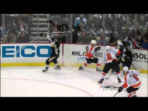 Zac Rinaldo blasts Deryk Engelland Feb 20 2013 Philadelphia Flyers vs Pittsburgh Penguins NHL Hockey