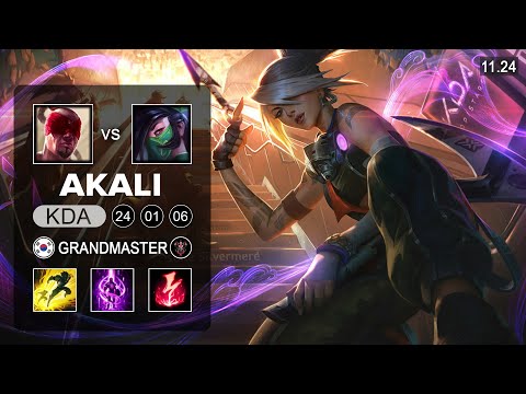 Akali Mid vs Lee Sin - KR Grandmaster - PreSeason 12 Patch 11.24