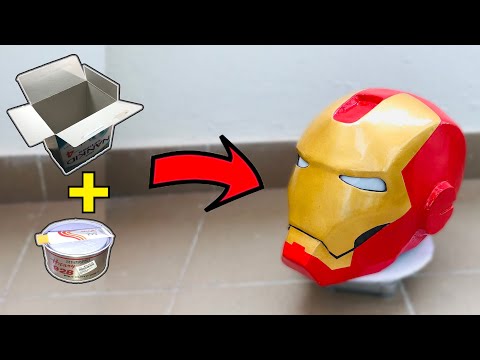 Iron Man Helmet : 7 steps from recycle paper box + polyester putty!