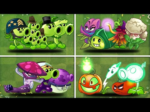 04 Team Plant  (Mega Pea Vs Nightcap  Vs Caulipower Vs Ultomato)  Who will win? - PvZ2 Team Plant
