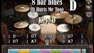 8 bar blues in D Jam Track in the style of It Hurts Me Too