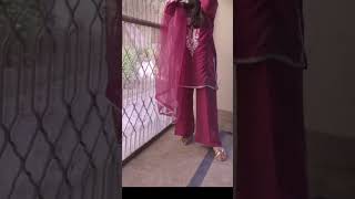 Magenta Pink Viscose Raw Silk Embroidered Kurta Set with Dupatta - Video 1