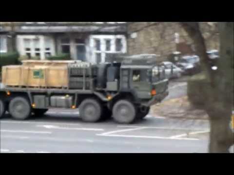 ARMY CONVOY OF VEHICLES DRIVES THROUGH HARROGATE
