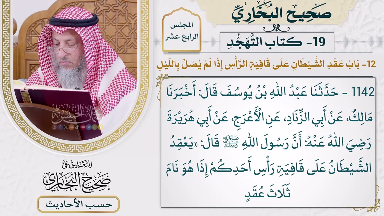 [1142] حديث: يعقد الشيطان على قافية رأس أحدكم [[أبواب التهجد]]