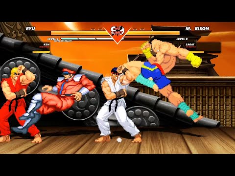 ICE RYU & FIRE KEN vs M BISON & SAGAT - Highest Level Awesome Fight!