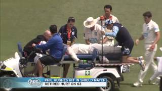 Phil Hughes Australian star cricketer struck in head by ball at SCG video