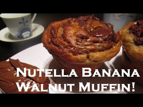 Nutella Banana Walnut Muffin Recipe - Give it a Nutella Swirl!