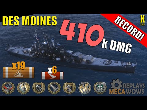 DAMAGE RECORD! Des Moines 6 Kills & 410k Damage | World of Warships Gameplay