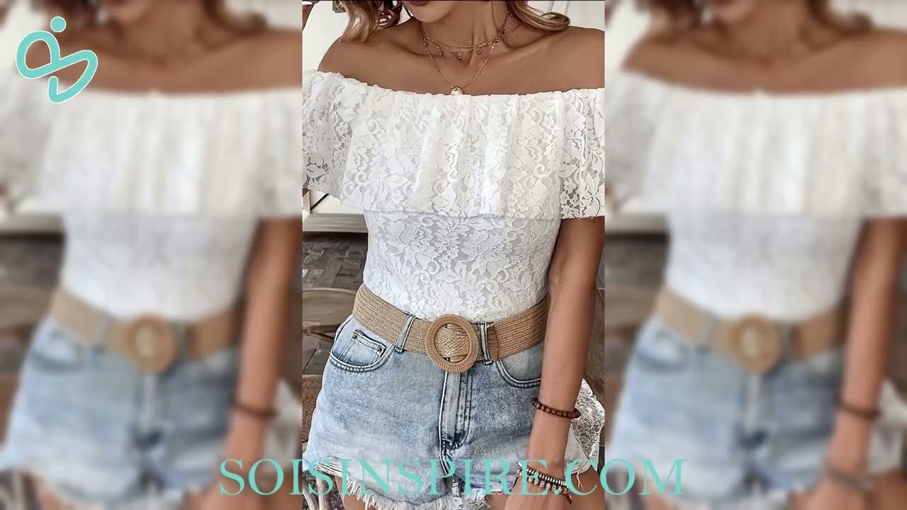 Off Shoulder Lace Ruffle Blouse