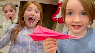 ADLEY's PAPER AiRPLANE TOOTH PULL!! Crazy ideas to lose a Wiggle Tooth & Doll Neighborhood Delivery