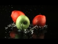 Замедленное падение яблок Футаж HD 