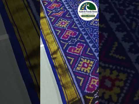 Blue Selari Border Chandabhat Motifs Single Ikat Patola Saree 6 Ply Silk