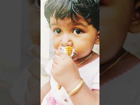 one year old baby first time eating icecream 😀#short /naji nisu