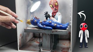 Diorama of realistic Rainbow Friends Red in the operating room