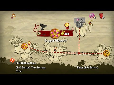 Walkthrough: Rayman Origins 100% - Jibberish Jungle - Geyser Blowout