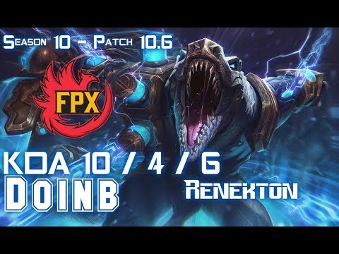 FPX Doinb RENEKTON vs LEBLANC Mid - Patch 10.6 KR Ranked