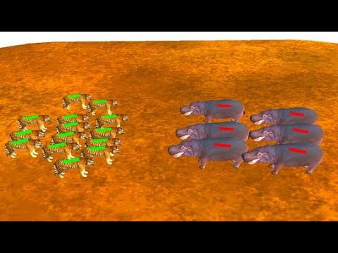 TIGER army VS crazy HIPPOS - Animal Revolt Battle Simulator