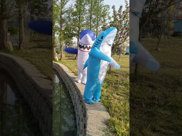 Vídeo relacionado con CIBES Disfraz Inflable de Tiburón para Adultos Halloween Disfraz Inflable de Tiburón Adulto para Fiesta de Cosplay de Halloween (Rosa), haitun01