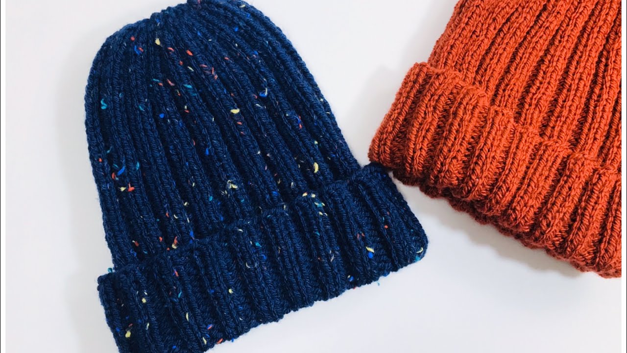 EASY KNIT RIBBED HAT FOR THE WHOLE FAMILY, ONE SIZE FITS MOST, EASY KNIT CAP, KNITTING FOR BABY